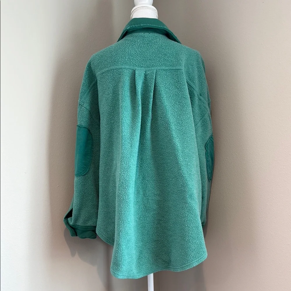 Free People | Ruby Shirt Fleece Oversized Button-down Shacket | Green | Large